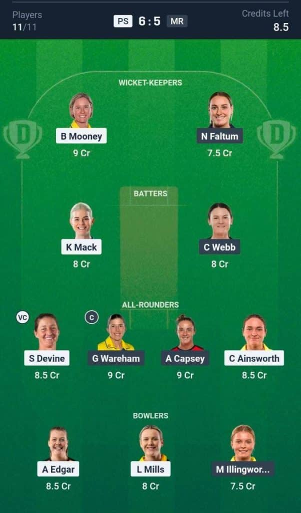 PS-W vs MR-W Dream11 Prediction